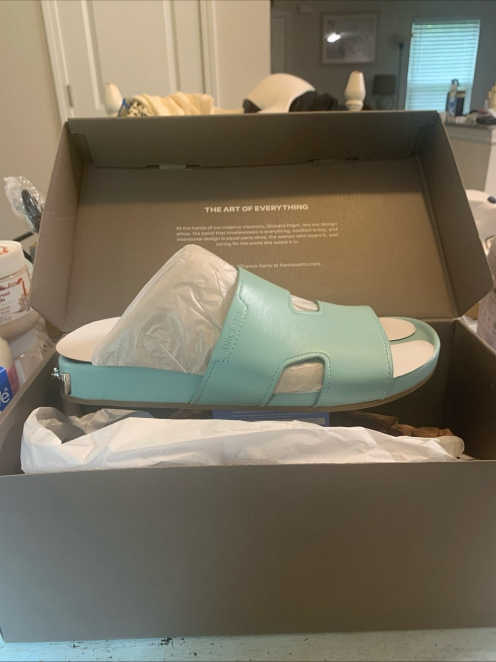 Franco Sarto Mint Green Sandals Size 9 Leather Upper NIB